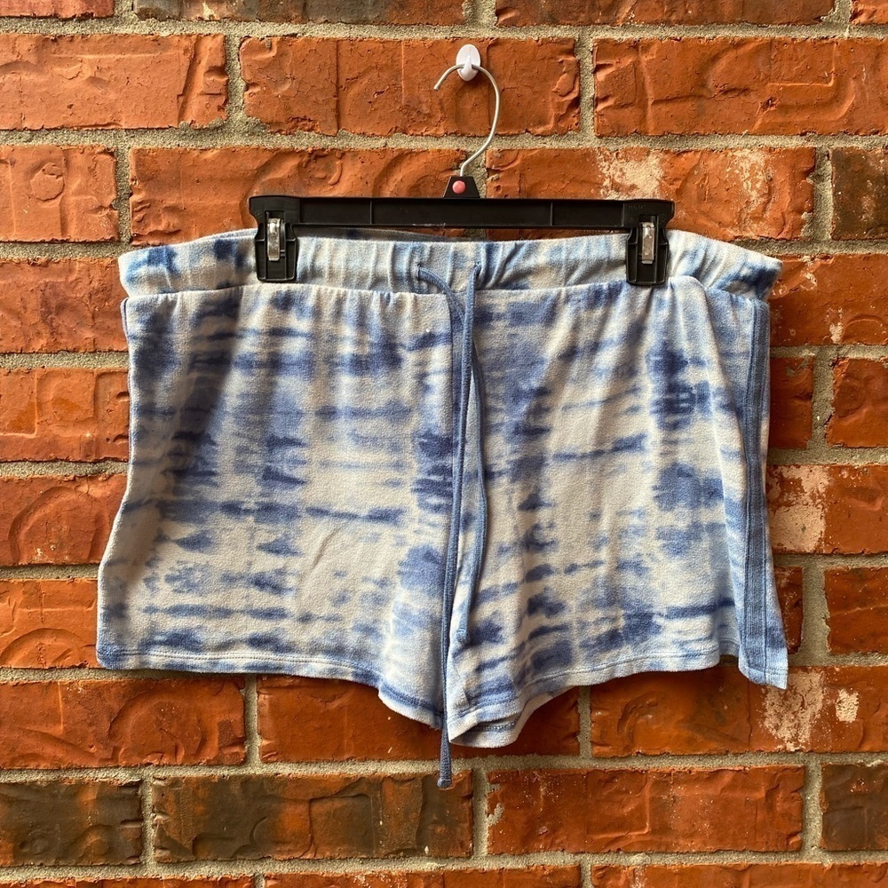 Lucky Brand Womens XL Blue Tie Dye Terry Knit Pajama Sleep Shorts
